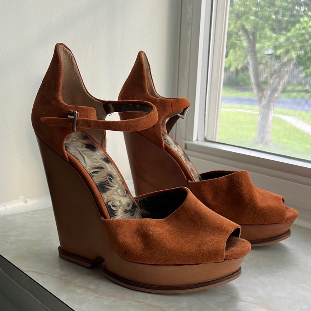 Sam Edelman Platform Wedge Sandals with Ankle Strap